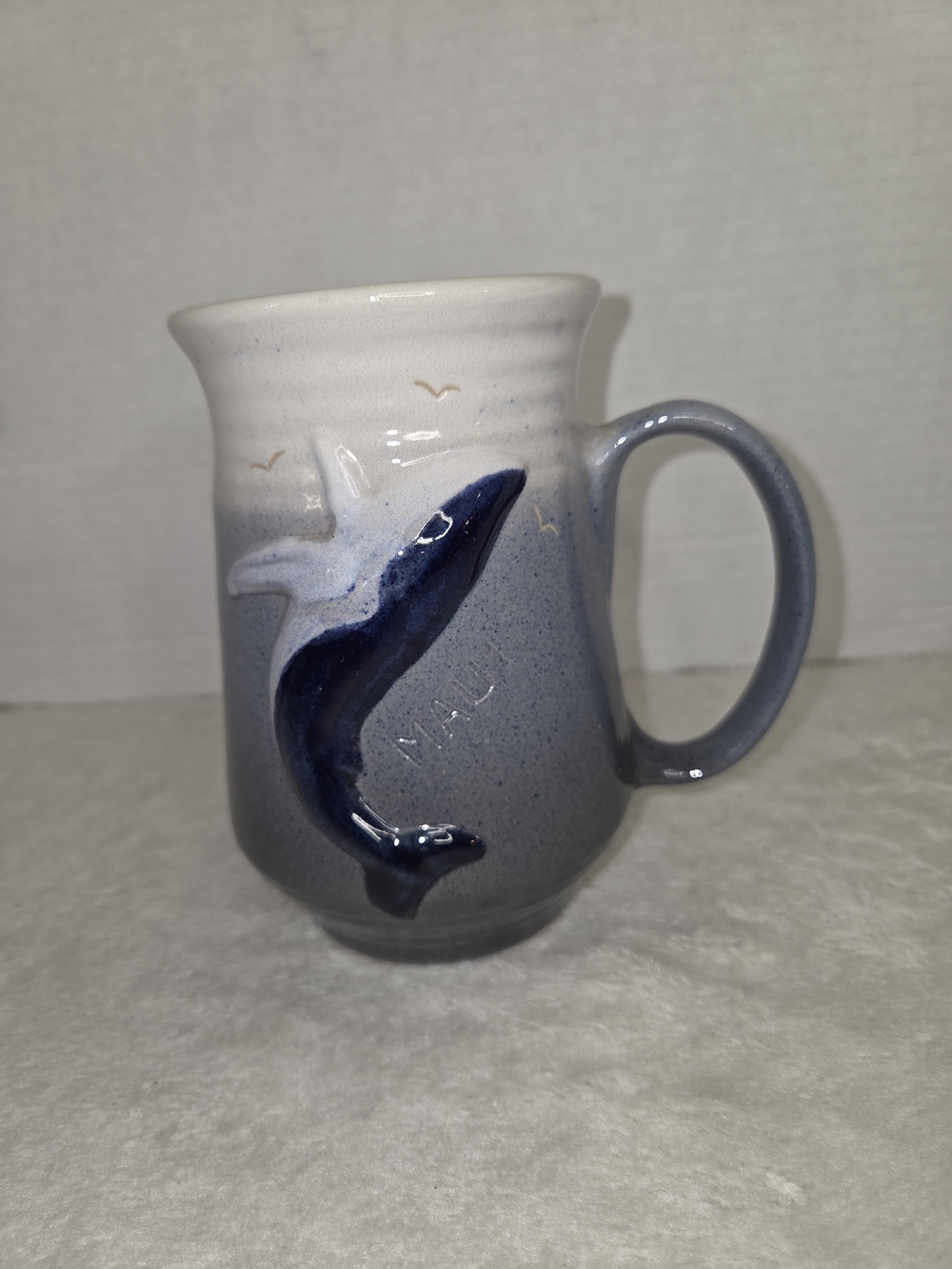 Vintage MAUI, HAWAII Blue Whale Pottery Mug - Made by K & S Hawaiian Creations